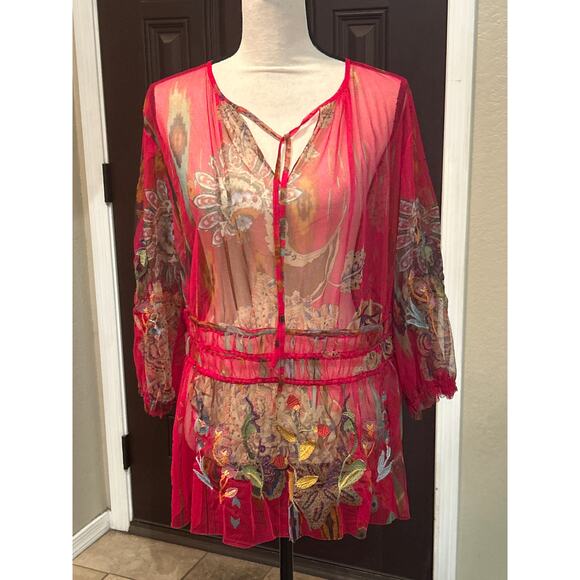 Johnny Was Feather Lark Mesh Blouse B13624-1 - Picture 1 of 8